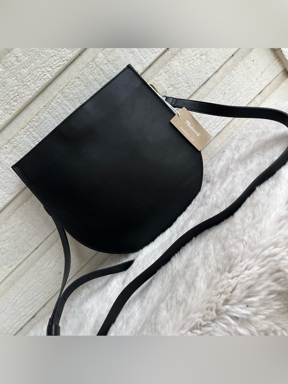 NWT | MADEWELL Black Crescent Half Moon Crossbody Bag